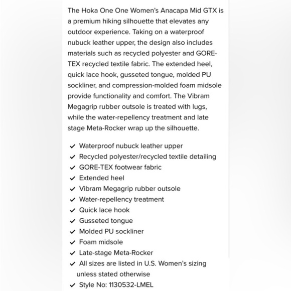 Hoka One One  Anacapa Mid GTX Hiking Size 10 NEW - Picture 2 of 12